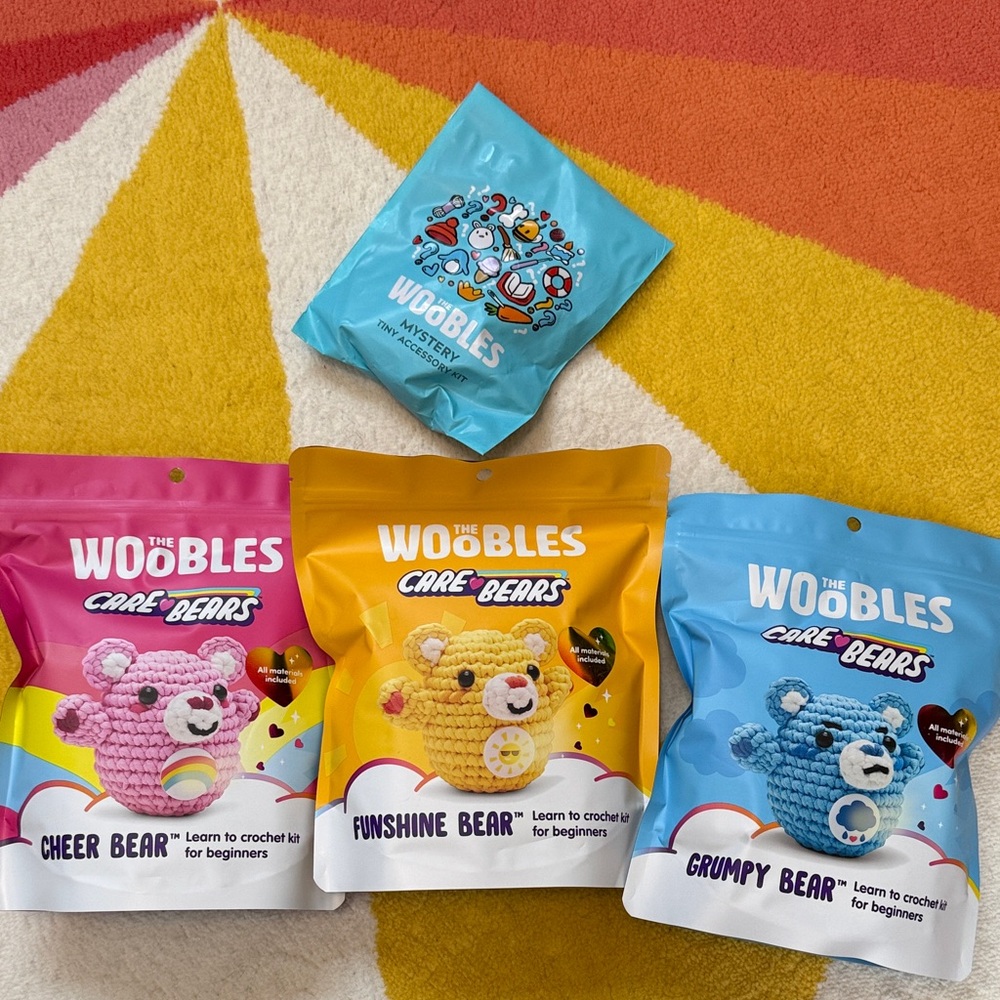 The Woobles Care Bears Crochet Kit Set with Mystery Accessory